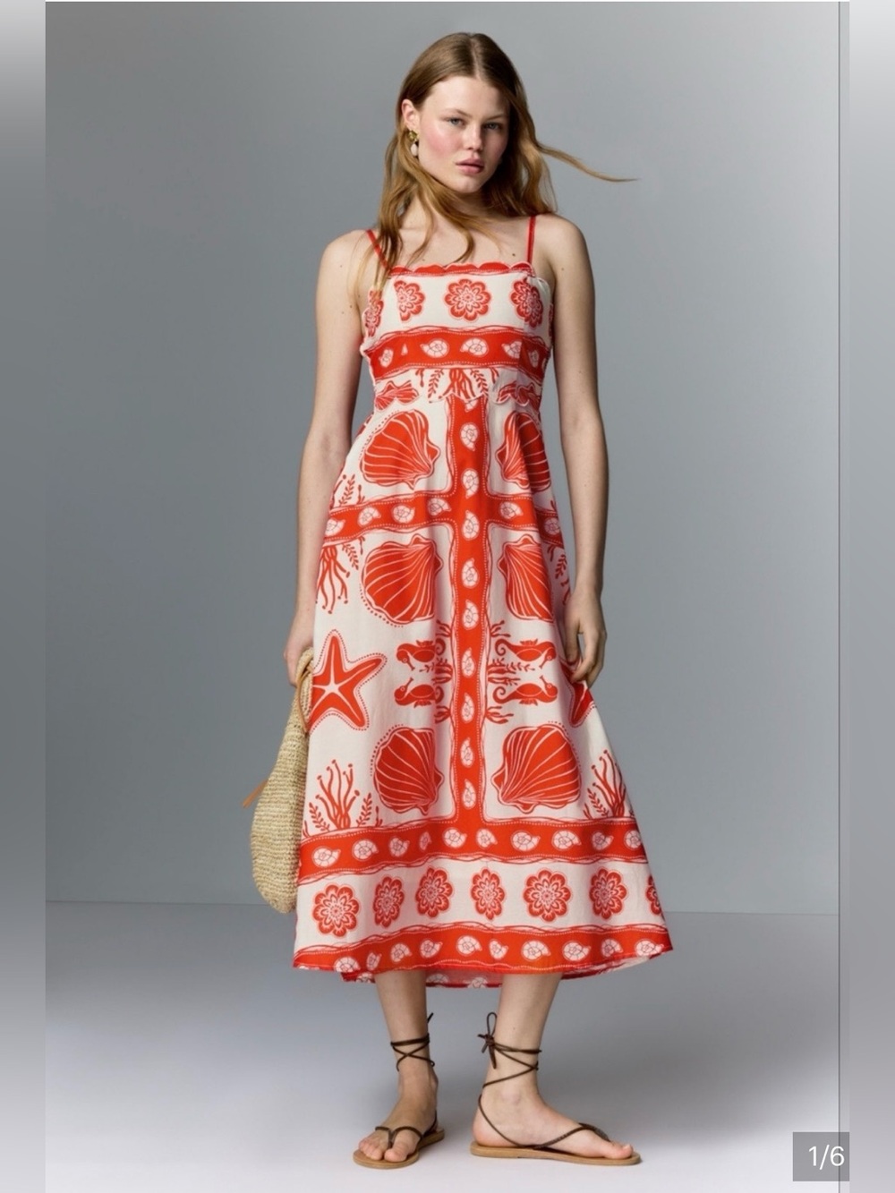 Moon River Sea Shell Print Maxi Dress - Picture 2 of 5